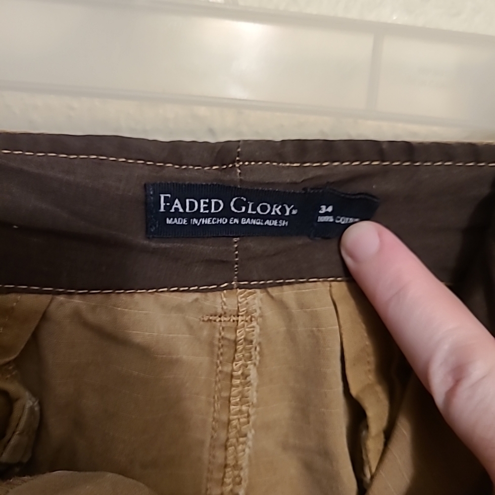 Faded Glory Men's Cargo Pocket Shorts Khaki Tan Size 34 - Picture 5 of 7